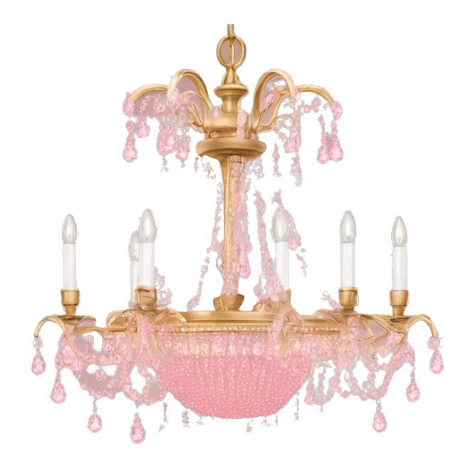 Light pink chandelier with clear crystals hanging  sticker