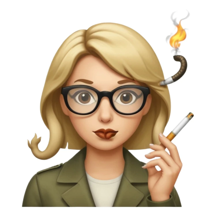 can you create a sneaky bitch SNAKE with big glasses smoking a cigarrette? the SNAKE needs to have dirty blonde hair sticker