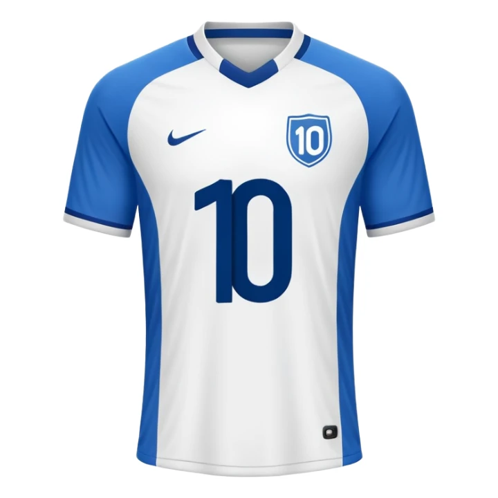 Blue soccer jersey with white details, number 10 on the back sticker