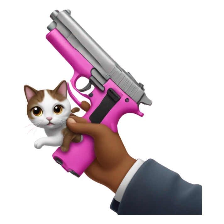pink gun with a cat holding it sticker