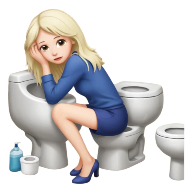 Woman throwing up in the bathroom  sticker