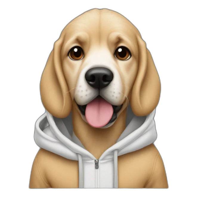 A dog with a Taylor swift hoodie sticker