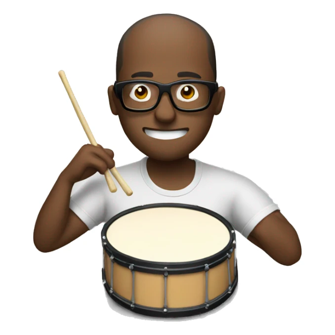man eating drum with a shirt that has some glasses on it sticker