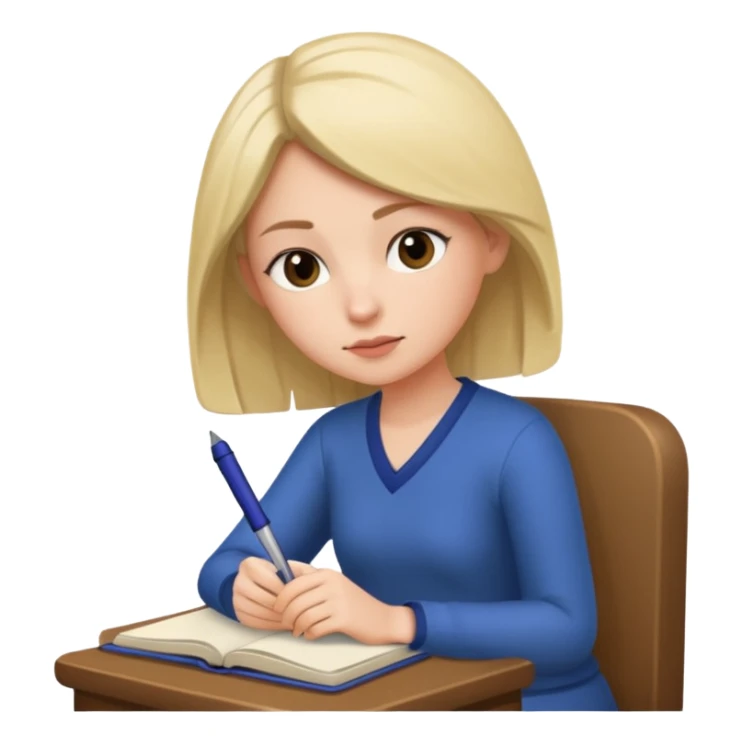 woman sitting and journaling, pen in hand sticker