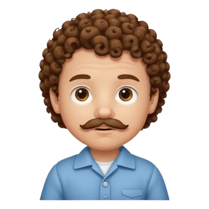 curly hair mustashed baby sticker