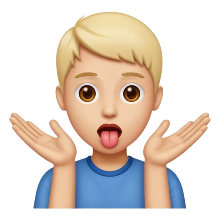 tongue out with hands going to sides sticker