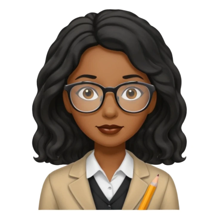 Black women teacher with black long  wavy hair sticker