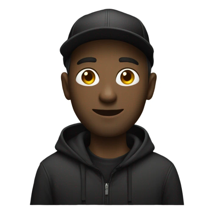 Tall white guy with vape wearing a black hoodie and black ball cap sticker