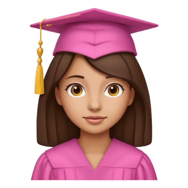 BRunette girl emoji with pink graduation cap sticker