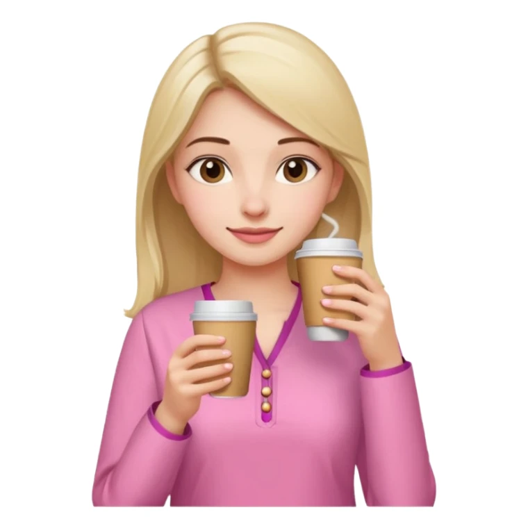 a pretty bratz fair girl wearing a pink kurti, drinking takeaway coffee sticker