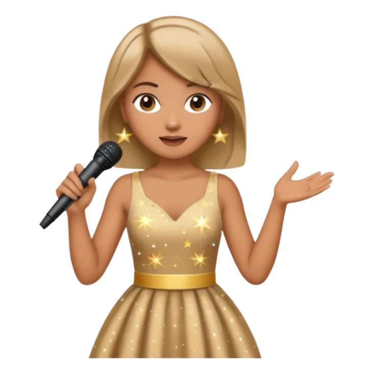 dọa cat is singing, 2 hands holding mirco and twinkle dresss sticker