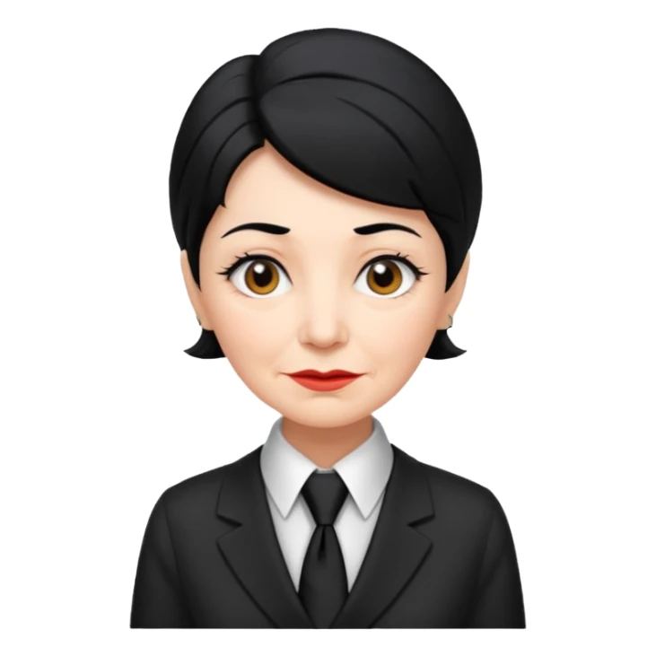 old women with Necktie. different hair style, black hair. sticker
