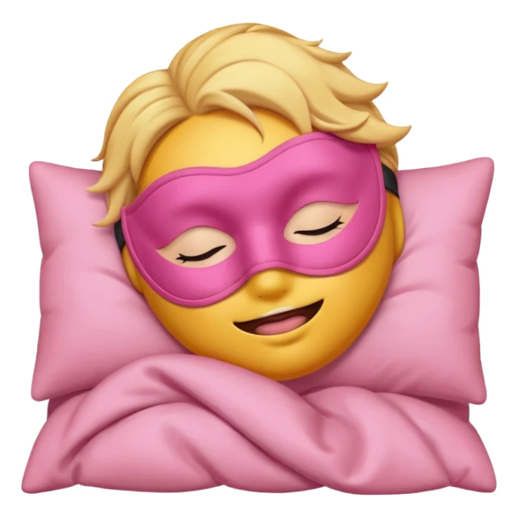 sleeping emoji with pink mask sticker