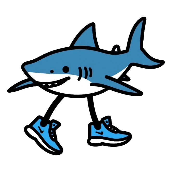 Shark with legs wearing blue Nike shoes sticker