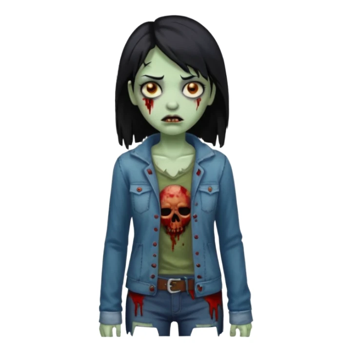 mulher zumbi cabelo liso preto sticker