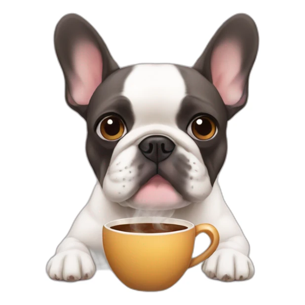 french bulldog drinking coffee sticker
