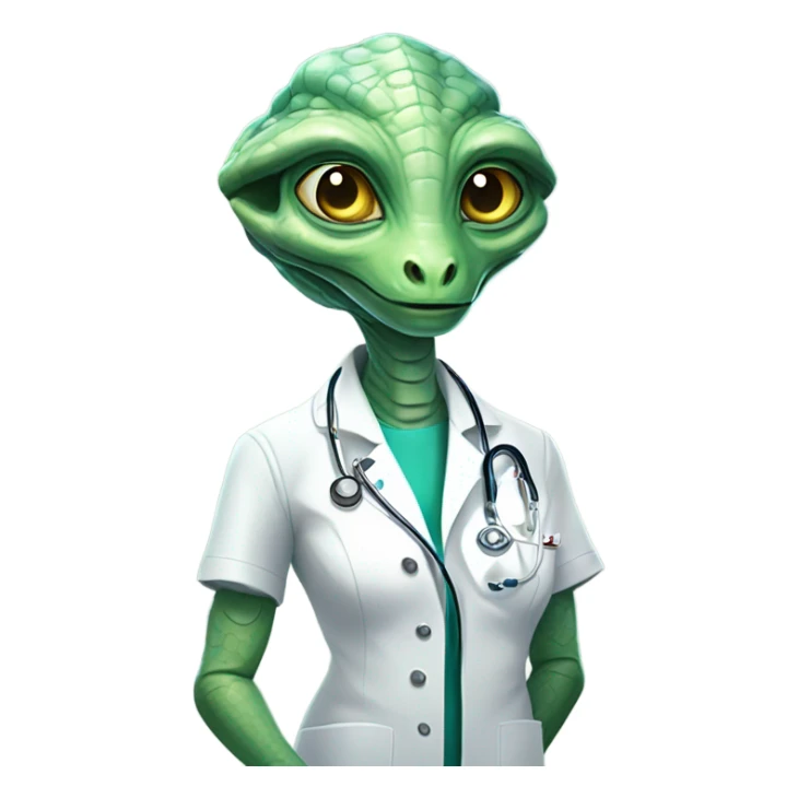 Reptilian alien woman, is a doctor sticker