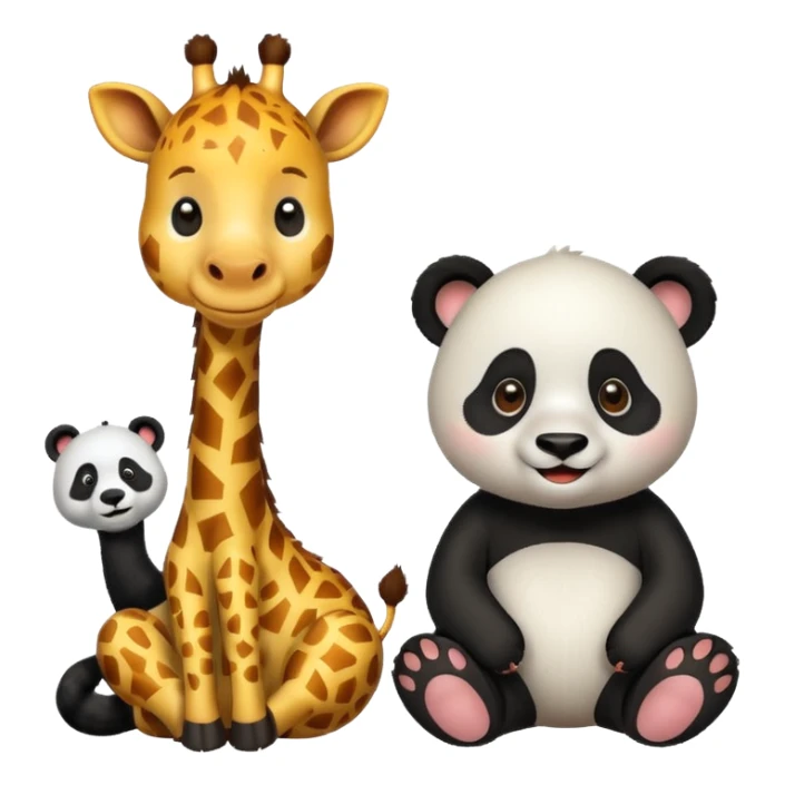 giraffe and panda sitting in a village sticker