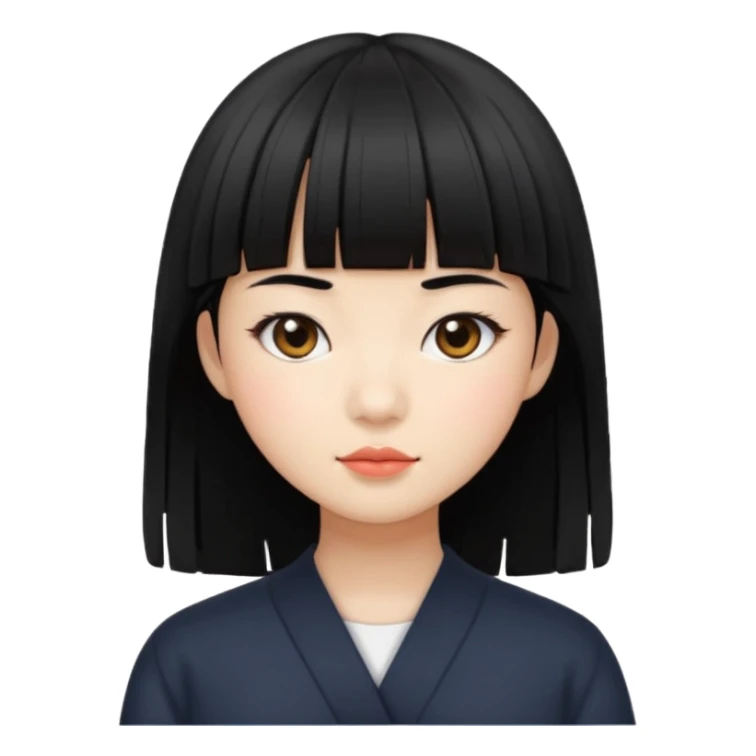 asian girl blunt fringe sticker