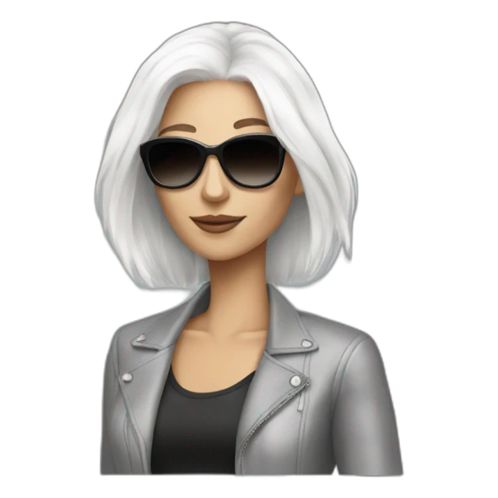Fashion woman white hair sunglasses sticker