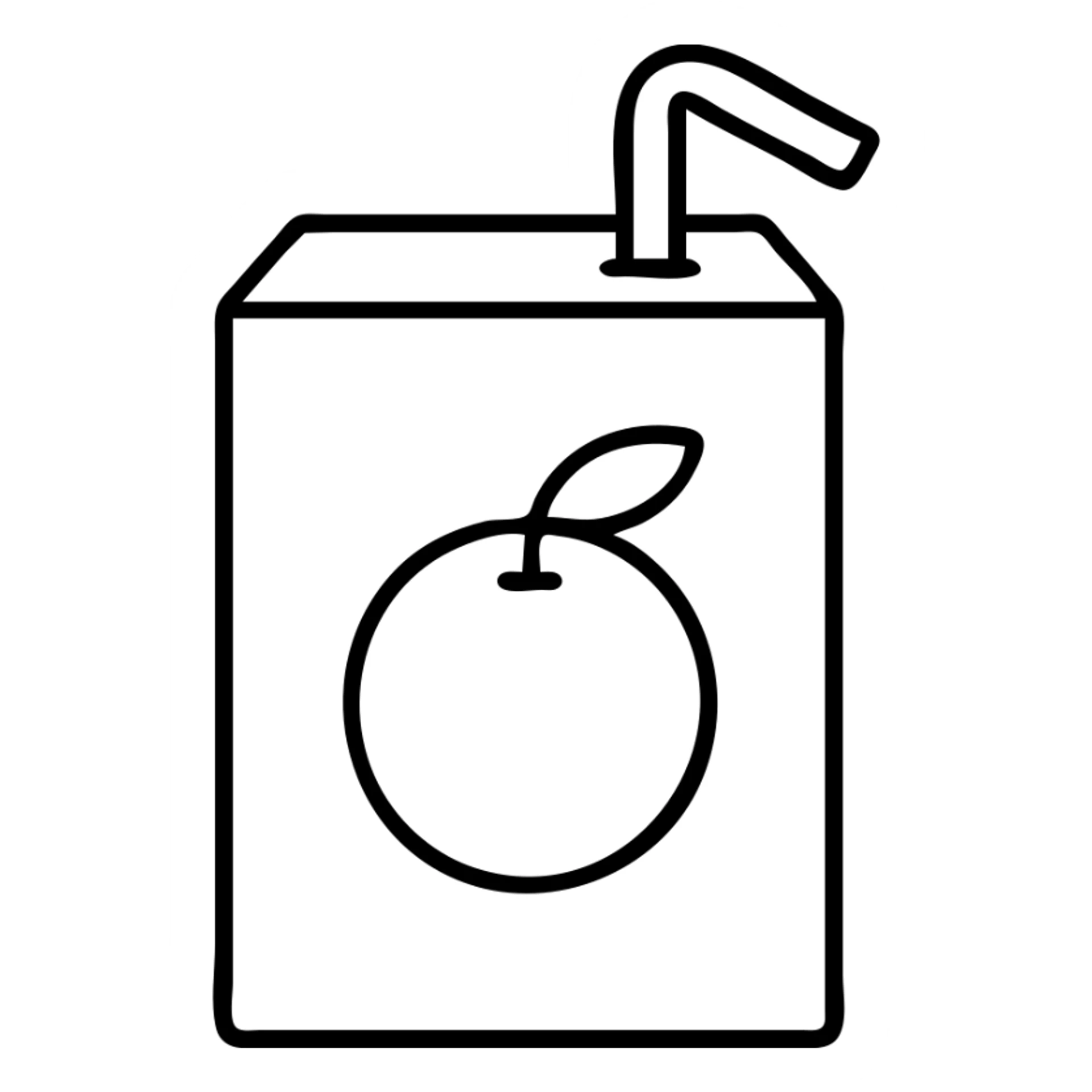 Yellow juice carton with a straw, fruit juice packaging sticker