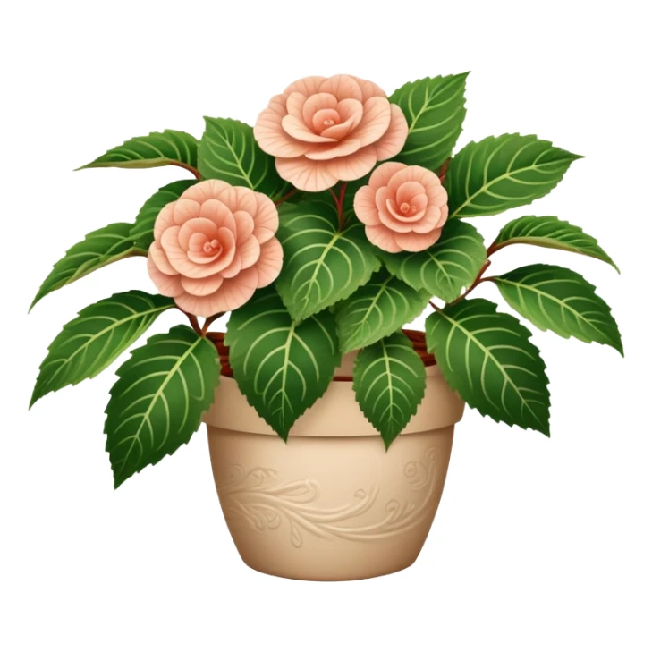 Begonia Rex in a beige pot with spiral pattern leaves sticker