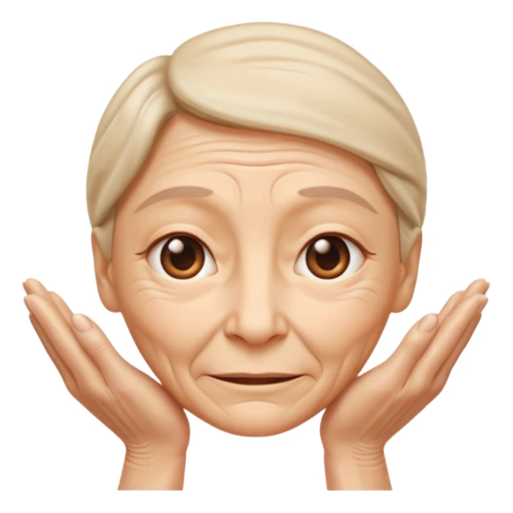 Simple emoji of a face with wrinkles being smoothed by hands, both hands gently stretching the skin, wrinkles visible on one part and smooth skin on the other, clear wrinkle-reducing effect, simple and easy-to-understand icon, no beauty or medical elements

 sticker