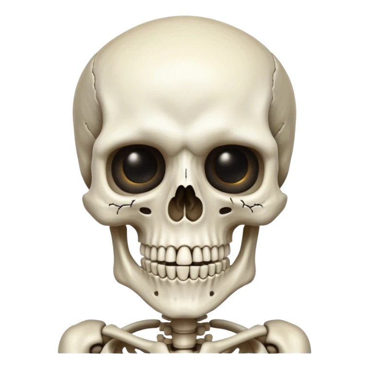 Cinematic 32k HD, Extremely detailed image of a terrifyingly creepy skeleton, each bone, eye, and tooth is shown in stunning detail as though captured in a timeless photograph, rich textures, visually rich, so lifelike that it feels like it could leap off the page at any moment sticker