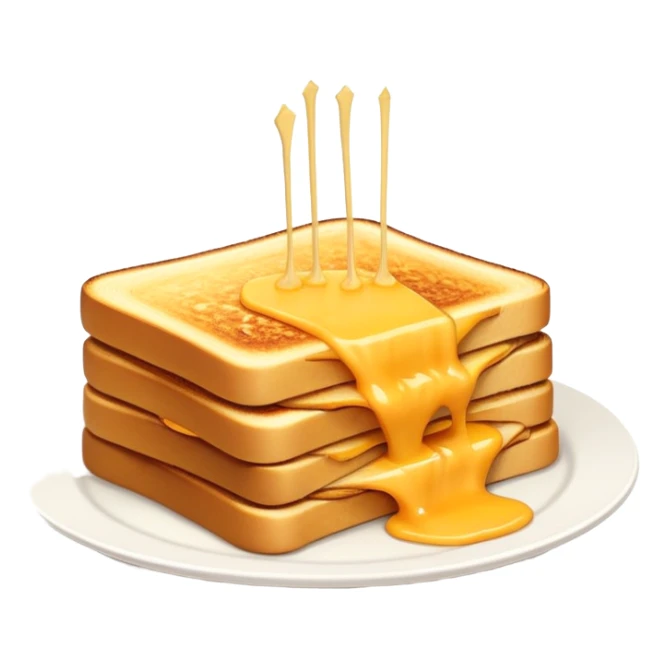 Half-eaten kaas tosti with cheese strings stretching sticker