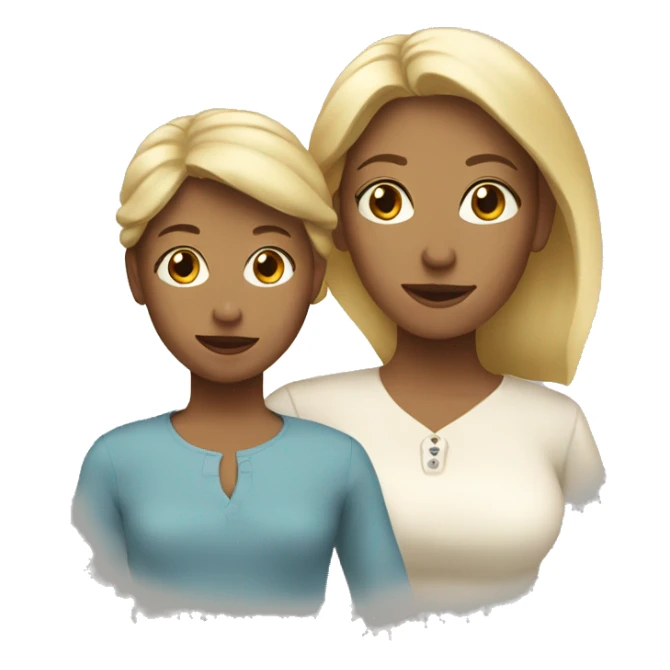 Blonde mom with her brown-haired adult daughter sticker