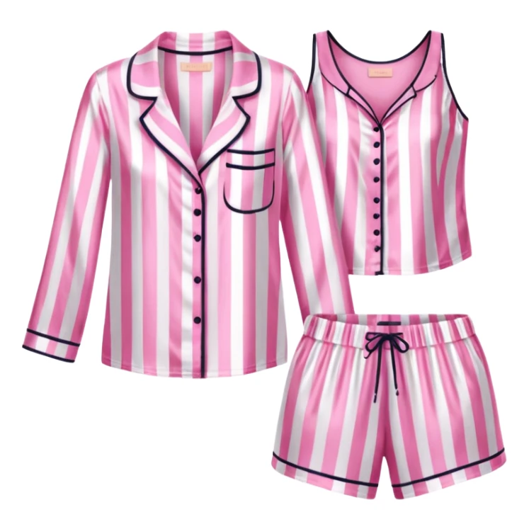 Striped pink and white silk Victoria’s Secret pajama set sticker