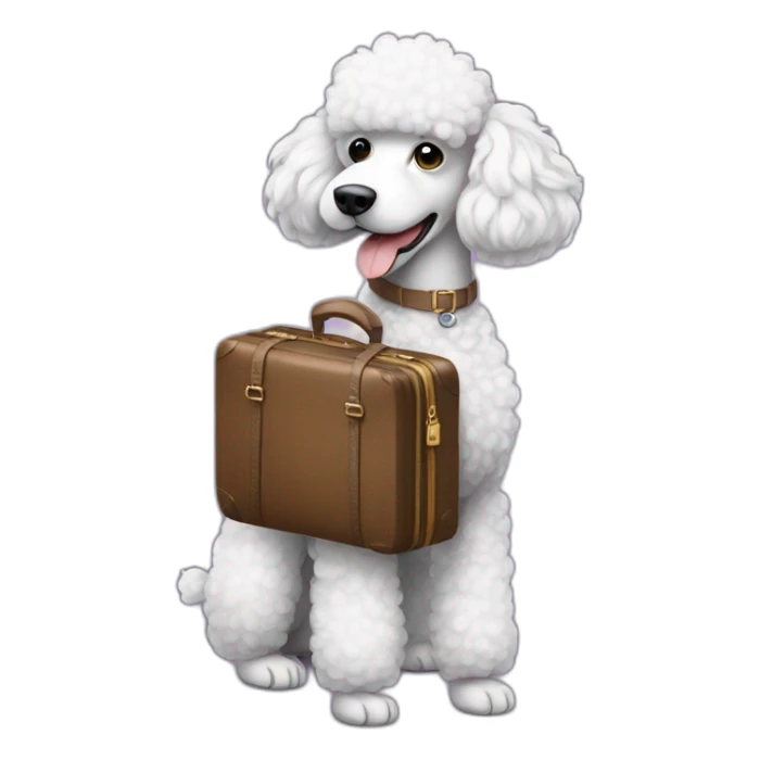 a poodle with a luggage on his hand sticker