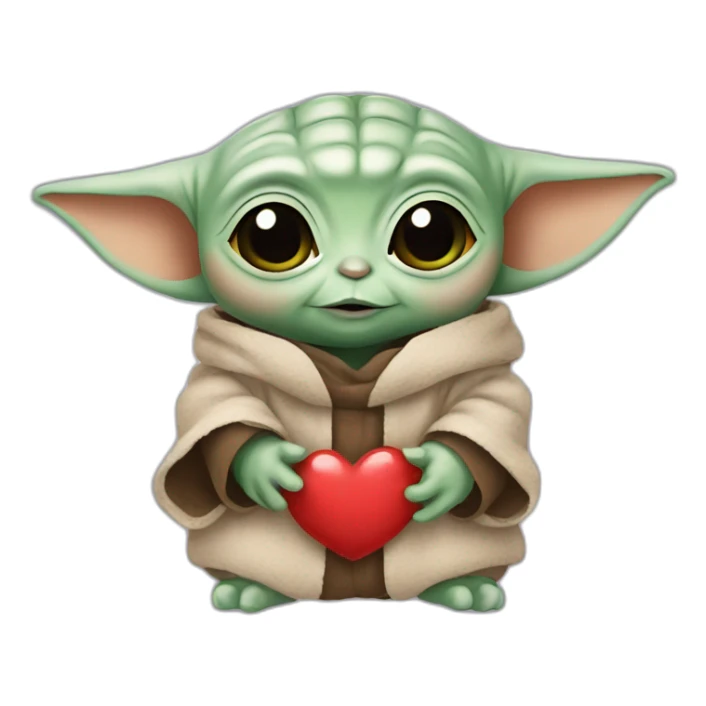 Baby yoda with Little heart sticker