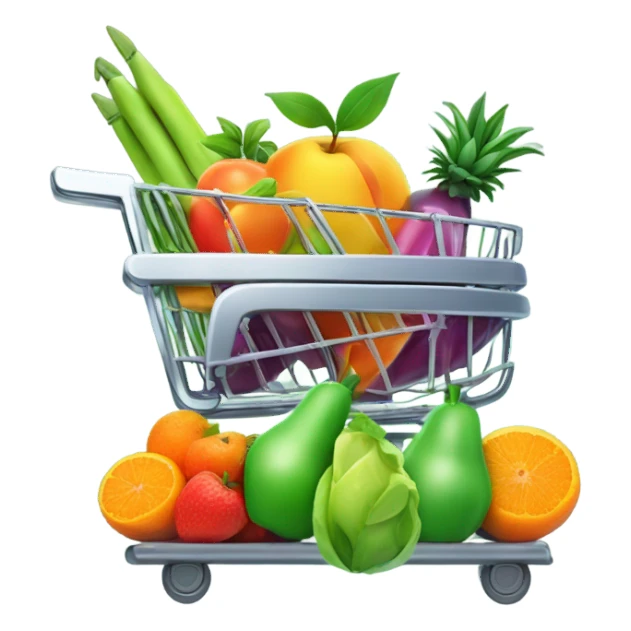 Minimalistic and modern logo for a grocery store 'РакетаМаркет' (Rocket Market). Incorporate a rocket and fresh food elements like fruits or a shopping cart. Use bold, futuristic typography with vibrant colors like green, orange, or red. sticker