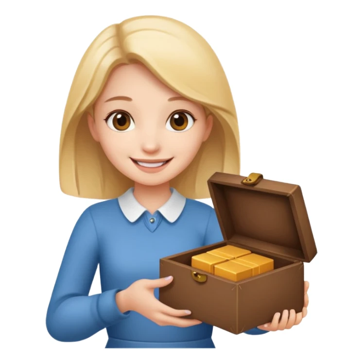 A smiling girl holding a beautiful box in her hand sticker