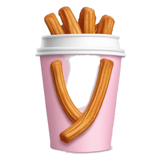Baby Pink paper Cup with straight churros inside  sticker