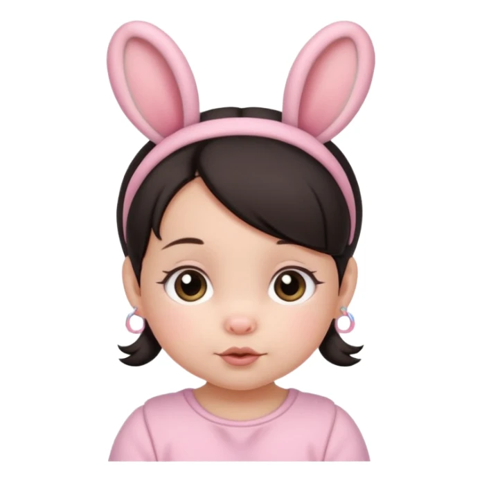 bunny ear accessory wearing baby dark haired piggy bun sticker