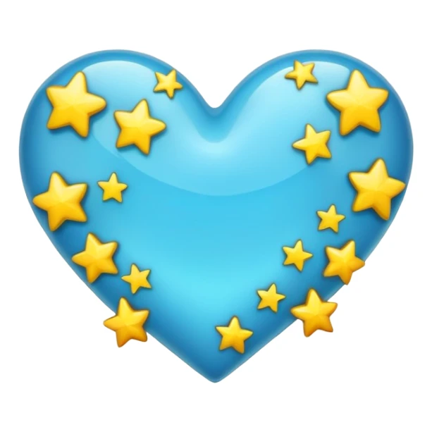 Lake Blue Heart with yellow stars inside it sticker