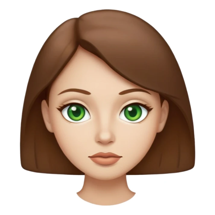 Me with brown hair green eyes and thin top lip and big bottom lip sticker