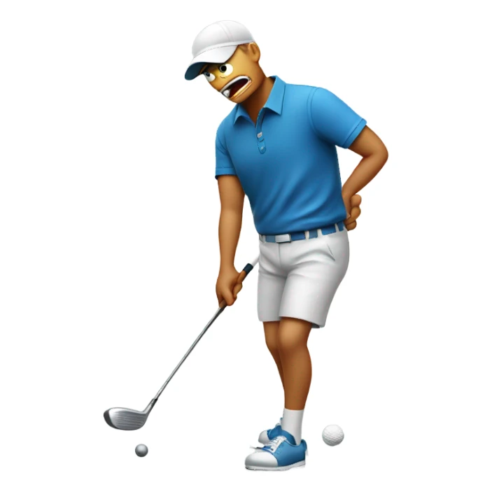 Angry golfer breaking a golf club sticker