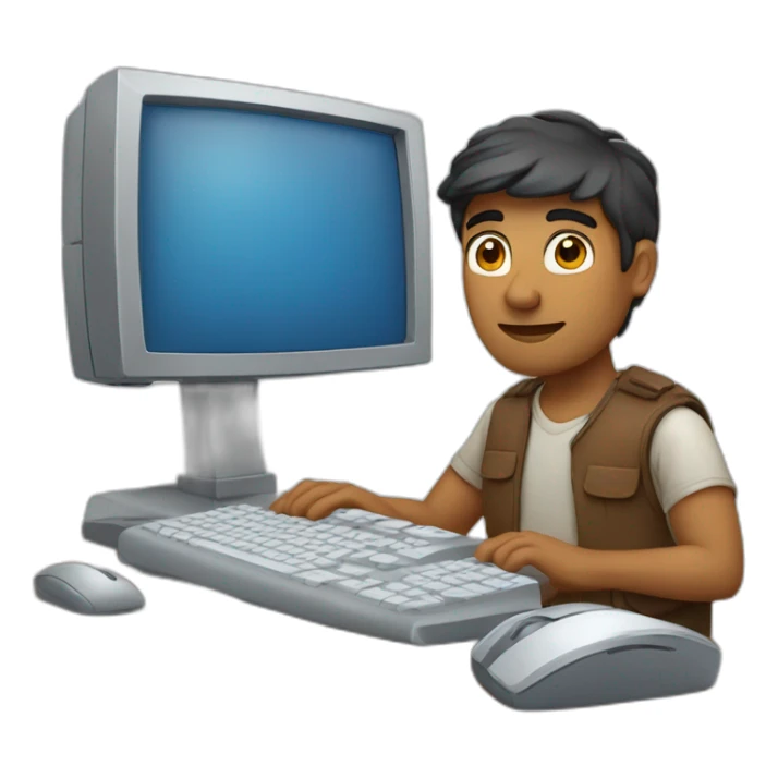 Indian white man with computer with taking lot of responsibility of work and family sticker
