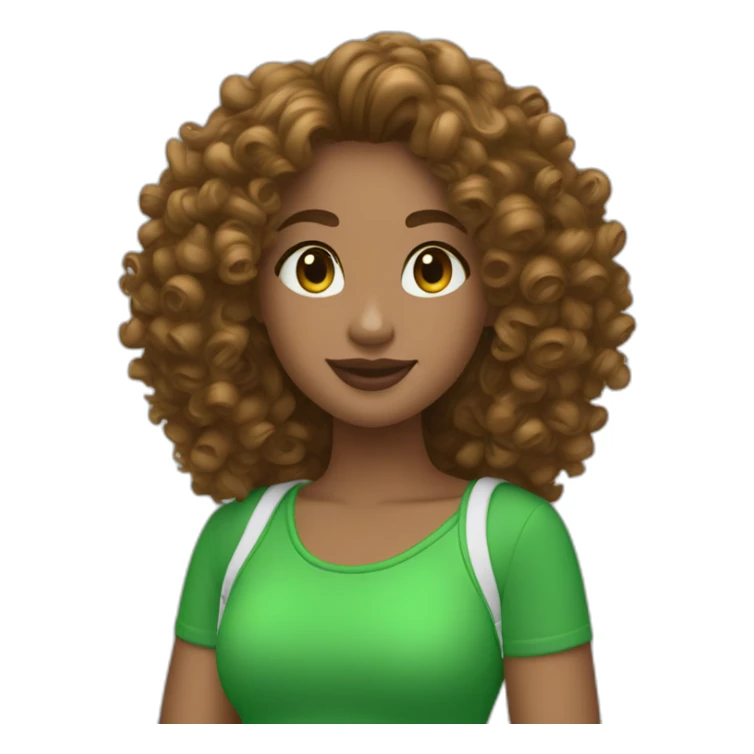 curly girl in AirPods Pro Max green sticker