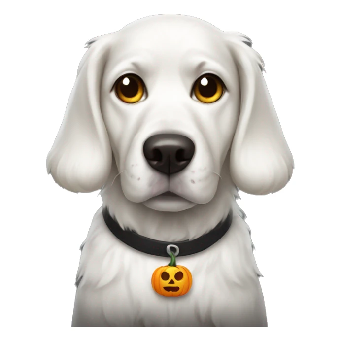 White dog wearing Halloween costume sticker