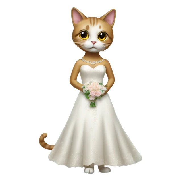 cat standing on two legs in bridal dress sticker