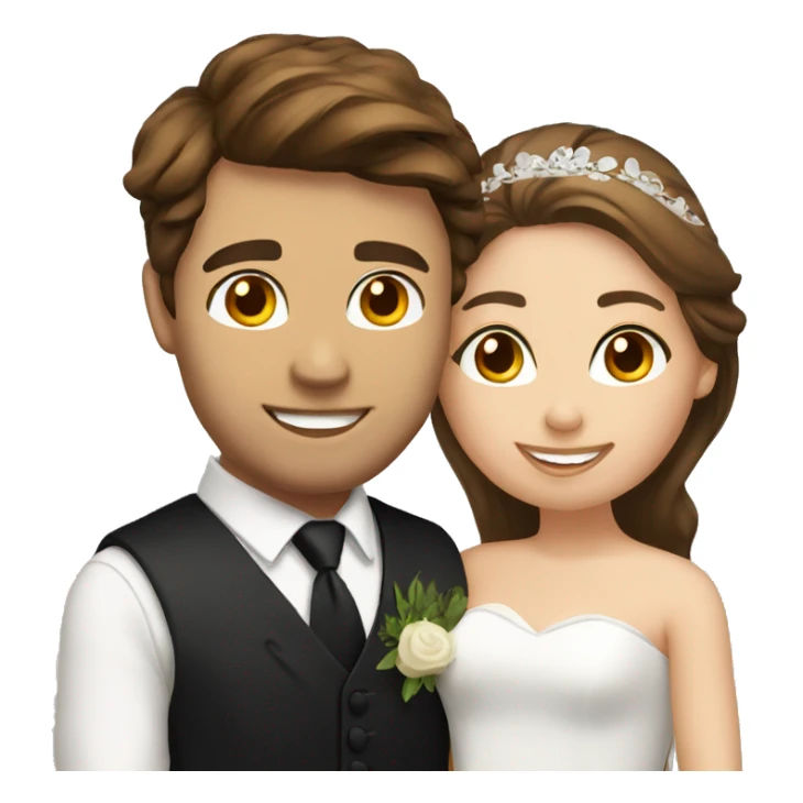 Brown haired and eyed groom with amber sticker