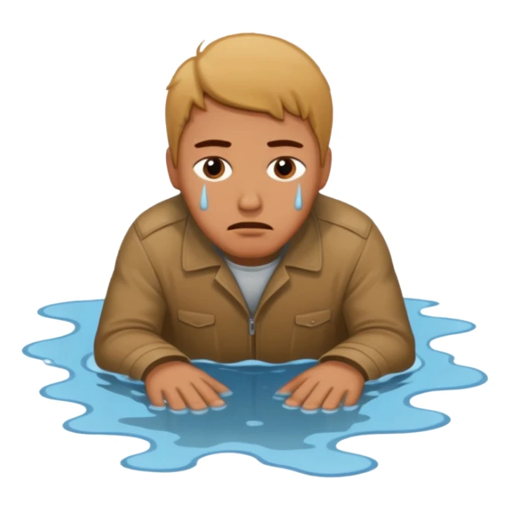 apple style emoji of a man who has fallen face down into a puddle sticker