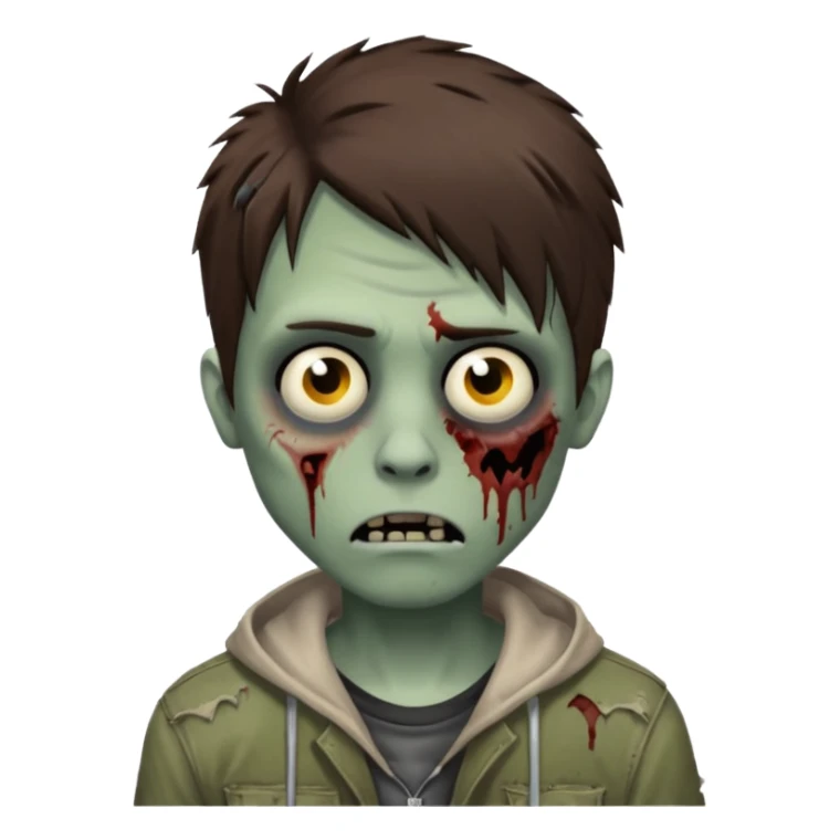 zombie, emo guy, with dark circles under his eyes and brown hair sticker