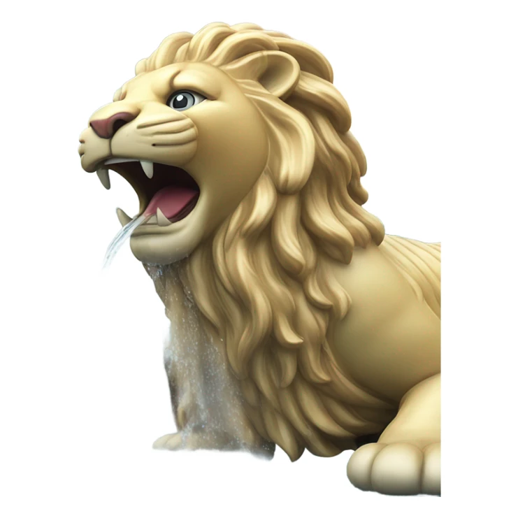 A majestic Merlion statue with a lion’s head and fish body, spouting a powerful stream of water from its mouth. sticker