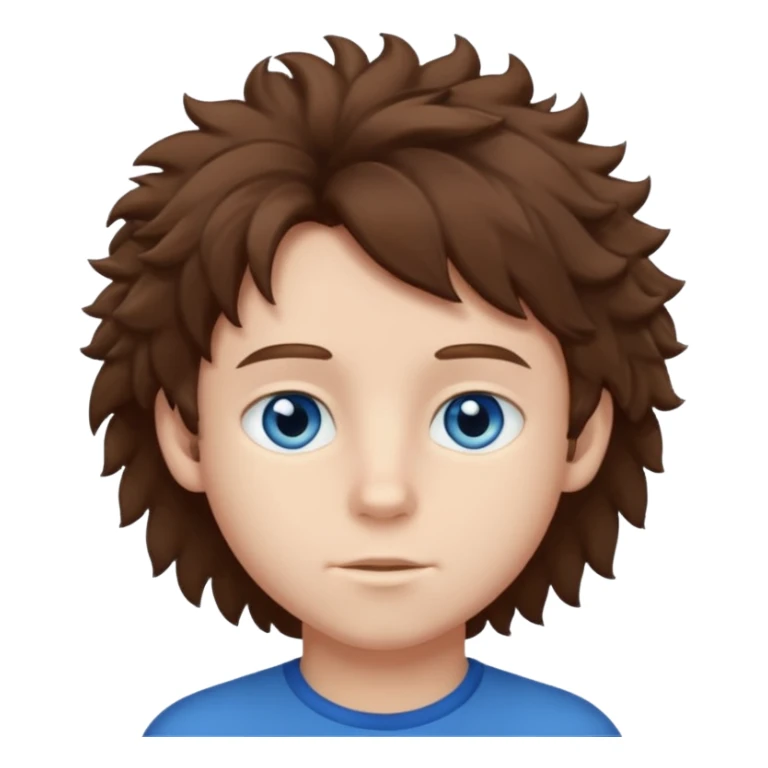 Brown hair and blue eyes boy that has fluffy hair sticker