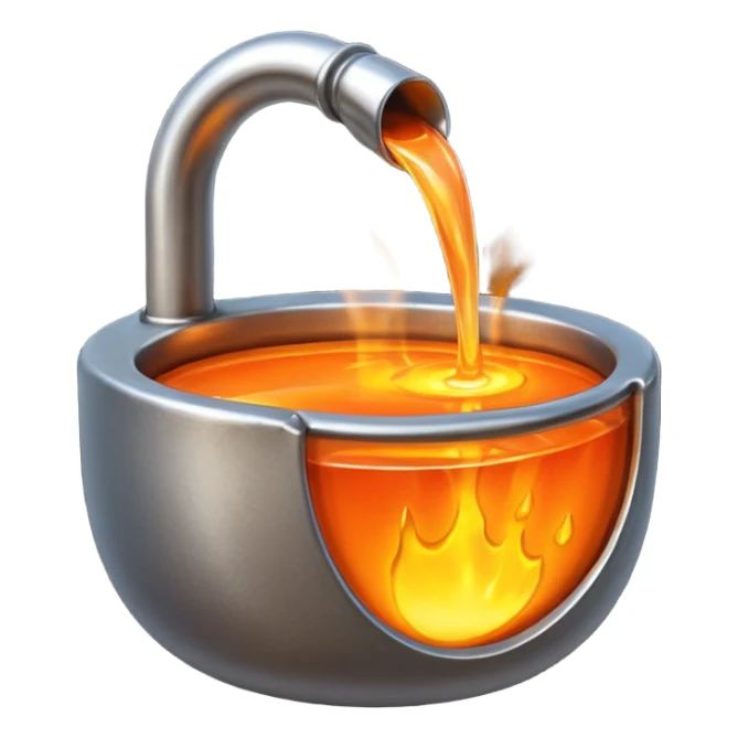 The crucible pours out metal. sticker